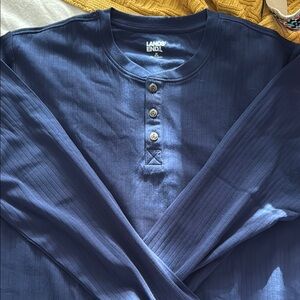 Lands' End Men's Navy Henley Shirt